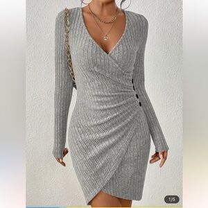 Gray wrap dress. Medium. New without tags!